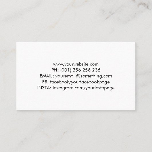 Minimale zwarte en witte fotograaf visitekaartje (Achterkant)