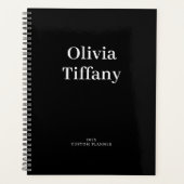 Minimale zwarte en witte gepersonaliseerde naam ja planner (Voorkant)