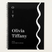 Minimale zwarte en witte gepersonaliseerde naam ja planner (Voorkant)