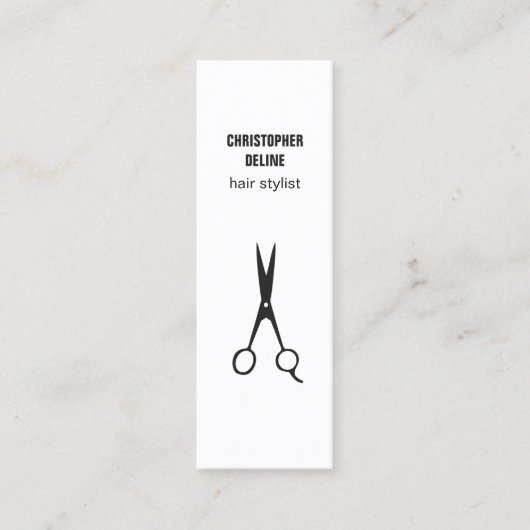 Minimale zwarte en witte haarschok mini visitekaartje (Voorkant)
