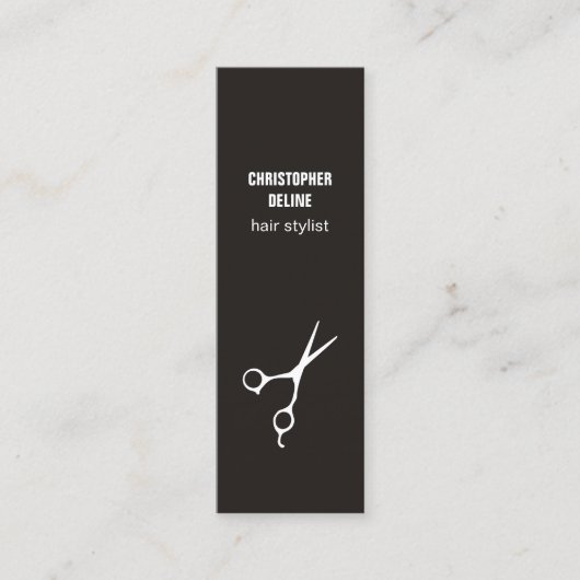Minimale zwarte en witte haarschok mini visitekaartje (Voorkant)