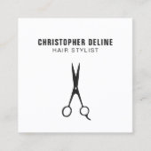 Minimale zwarte en witte haarschok vierkante visitekaartje (Voorkant)