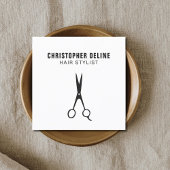 Minimale zwarte en witte haarschok vierkante visitekaartje