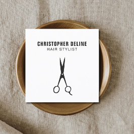 Minimale zwarte en witte haarschok vierkante visitekaartje