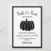 Minimale zwarte en witte halloween Costume Party Kaart (Voorkant)