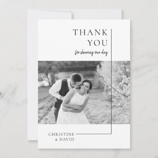 Minimale zwarte en witte Hartelijk dank voor uw tr Kaart (Voorkant)