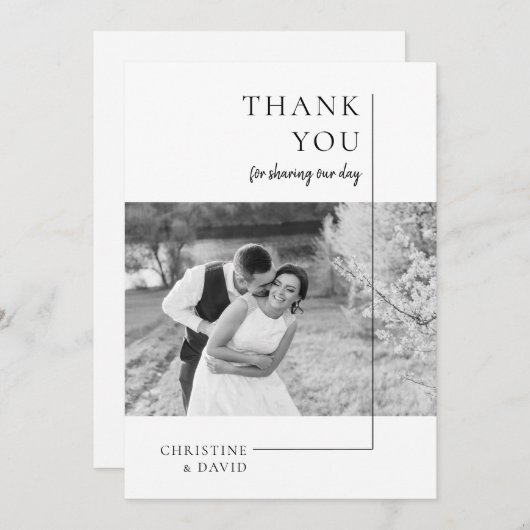 Minimale zwarte en witte Hartelijk dank voor uw tr Kaart (Voorkant / Achterkant)