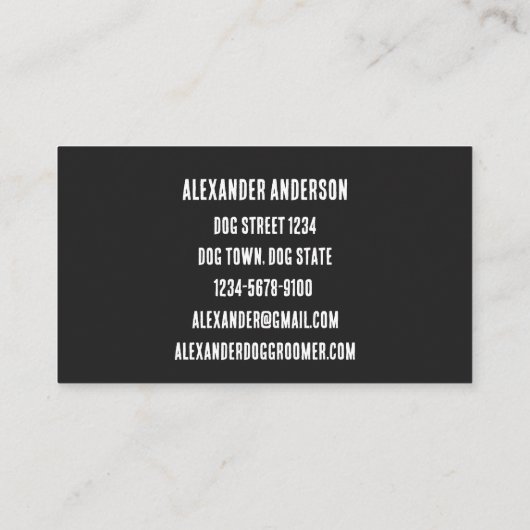 Minimale zwarte en witte hondenboomgaard visitekaartje (Achterkant)