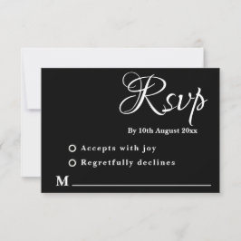 Minimale zwarte en witte Huwelijksreactiekaart RSVP Kaartje