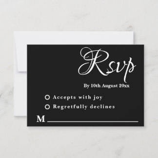 Minimale zwarte en witte Huwelijksreactiekaart RSVP Kaartje