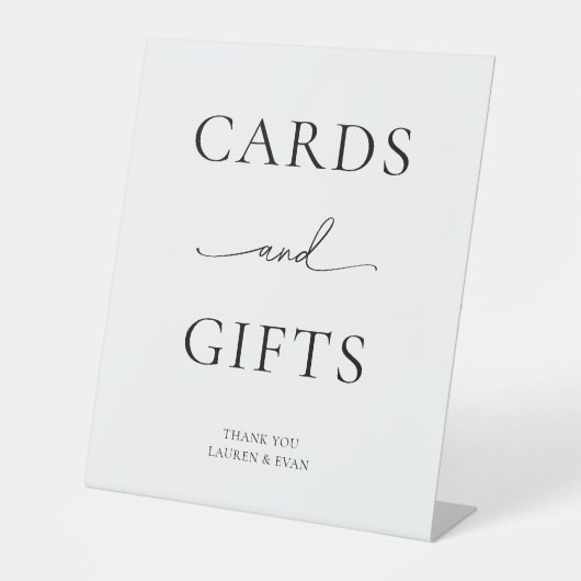 Minimale zwarte en witte Kaarten en cadeaus Reclamebord Met Voetstuk (Voorkant)