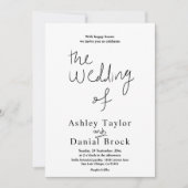 Minimale zwarte en witte kalligrafie moderne trouw kaart (Voorkant)