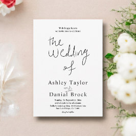 Minimale zwarte en witte kalligrafie moderne trouw kaart