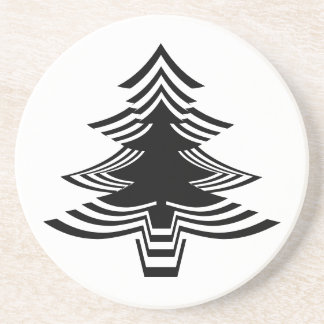 Minimale zwarte en witte kerstboom zandsteen onderzetter