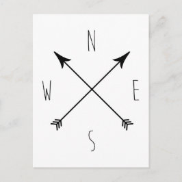Minimale zwarte en witte kompas briefkaart