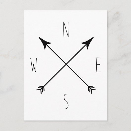 Minimale zwarte en witte kompas briefkaart (Voorkant)