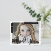 Minimale zwarte en witte lijnen Foto Afstudeerder  Briefkaart (Staand voorkant)