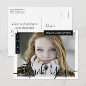 Minimale zwarte en witte lijnen Foto Afstudeerder  Briefkaart (Voorkant / Achterkant)