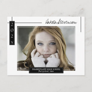 Minimale zwarte en witte lijnen Foto Afstudeerder  Briefkaart