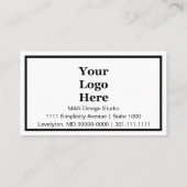 Minimale zwarte en witte Logo hier Aanbevelingskaartje (Achterkant)