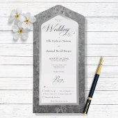 Minimale zwarte en witte marmer, zilver, modern di all in one uitnodiging