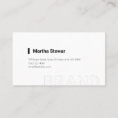 Minimale zwarte en witte, moderne gedurfde visitekaartje (Achterkant)
