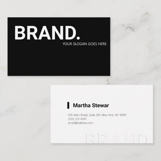 Minimale zwarte en witte, moderne gedurfde visitekaartje (Voorkant / Achterkant)