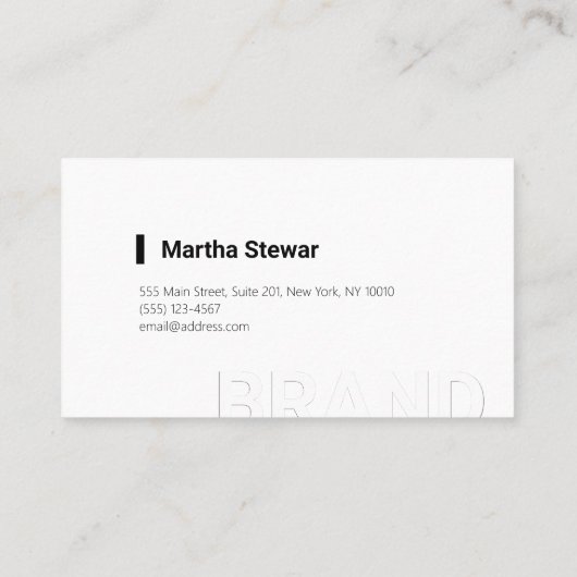 Minimale zwarte en witte, moderne gedurfde visitekaartje (Achterkant)