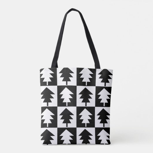 Minimale zwarte en witte, moderne kerstboom tote bag (Achterkant)