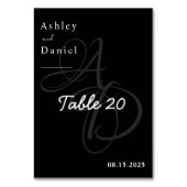 Minimale zwarte en witte monogram legante bruiloft kaart (Voorkant)