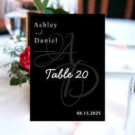 Minimale zwarte en witte monogram legante bruiloft kaart