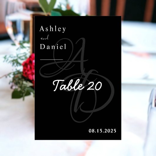 Minimale zwarte en witte monogram legante bruiloft kaart