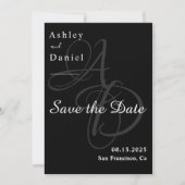 Minimale zwarte en witte monogram legante bruiloft save the date (Voorkant)