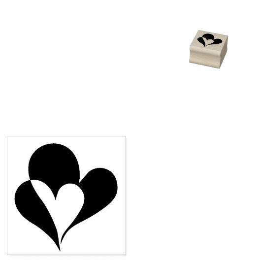Minimale zwarte en witte negatieve ruimteharten rubberstempel (Gestempeld)