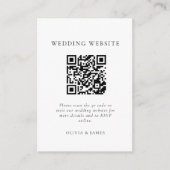 Minimale Zwarte en Witte QR Code Trouw Chic Informatiekaartje (Voorkant)
