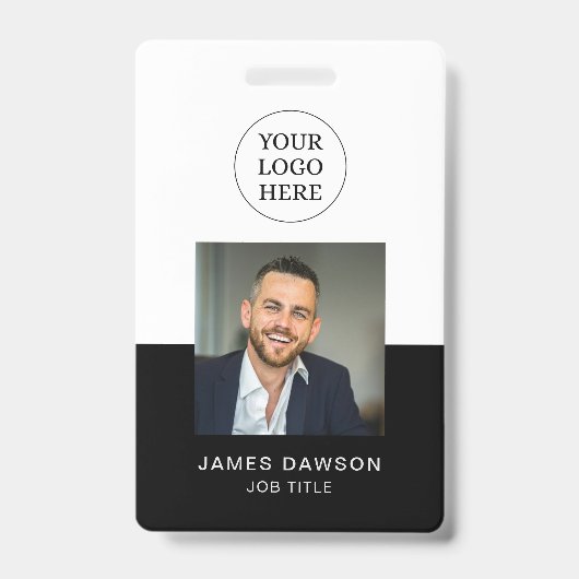 Minimale zwarte en witte QR-code voor werknemerspa Badge (Voorzijde)