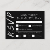 Minimale zwarte en witte RSVP-kaart Informatiekaartje (Voorkant)
