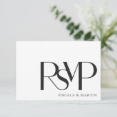 Minimale zwarte en witte RSVP-kaart RSVP Kaartje (Staand voorkant)