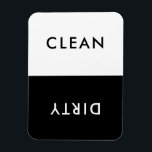 Minimale zwarte en witte, schone wasmachine magneet<br><div class="desc">Moderne,  minimalistische zwarte en witte vaatwasmachine,  schone of vuile magneet om de schotels in de keuken thuis aan te geven.</div>