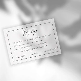 Minimale Zwarte en Witte Script RSVP Kaartje
