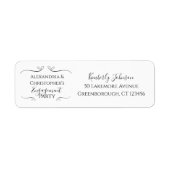 Minimale zwarte en witte script verlovingsfeest etiket (Voorkant)