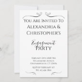 Minimale zwarte en witte script verlovingsfeest kaart (Voorkant)