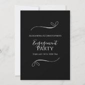 Minimale zwarte en witte script verlovingsfeest kaart (Achterkant)