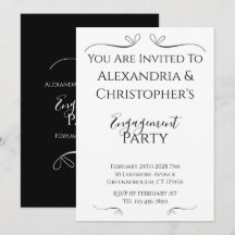 Minimale zwarte en witte script verlovingsfeest