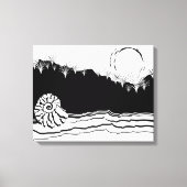 Minimale zwarte en witte Shore Seascape Canvas Afdruk (Voorkant)