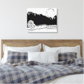 Minimale zwarte en witte Shore Seascape Canvas Afdruk (Insitu (Slaapkamer))
