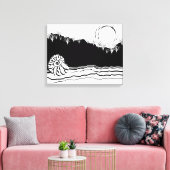 Minimale zwarte en witte Shore Seascape Canvas Afdruk (Insitu (Woonkamer))