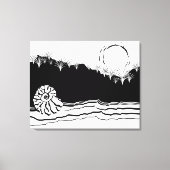 Minimale zwarte en witte Shore Seascape Canvas Afdruk (Voorkant)