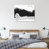 Minimale zwarte en witte Shore Seascape Canvas Afdruk (Insitu (Slaapkamer))