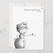 Minimale zwarte en witte sneeuwman met vogel feestdagenkaart (Voorkant)